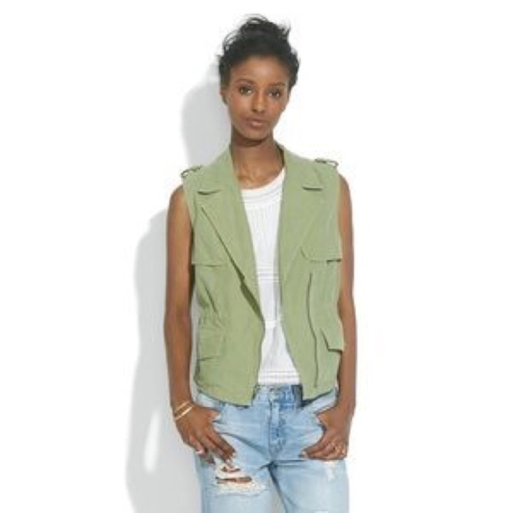 Madewell green zip-up vest